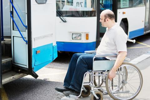 wheelchair user attempting to board a bus