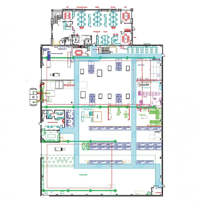 floorplan of the factory and offices